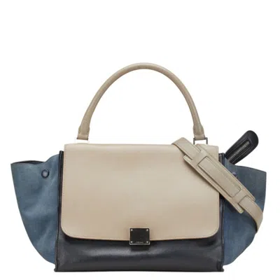 Pre-owned Celine Beige Black Blue Leather Handbag Shoulder Bag ()