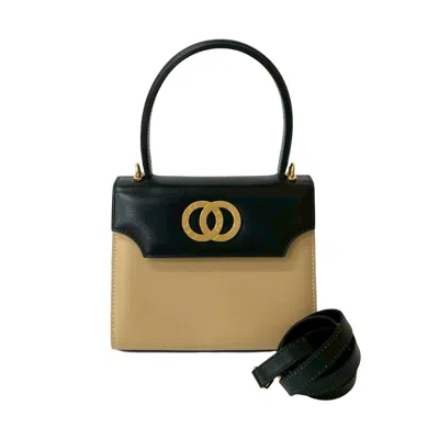 Pre-owned Celine Beige Black Leather Handbag Shoulder Bag ()