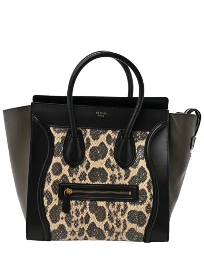 Celine Beige Black Snakeskin Mini Luggage (authentic Pre-loved) In Multi