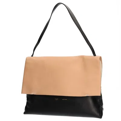 Pre-owned Celine Beige Black White Leather Handbag Shoulder Bag () In Beige, Black, White