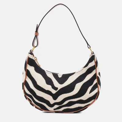 Pre-owned Celine Beige Black Zebra Print Canvas Ava Shoulder Bag