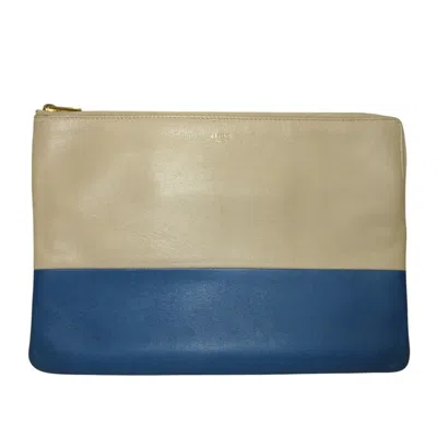 Pre-owned Celine Beige Blue Leather Clutch Bag ()