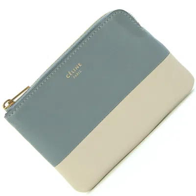 Pre-owned Celine Beige Blue Leather Coin Purse/coin Case ()