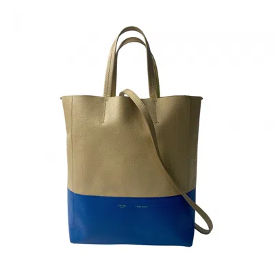 Pre-owned Celine Beige Blue Leather Shoulder Bag Tote Bag ()