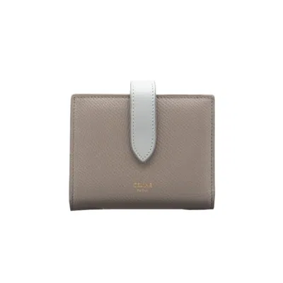 Pre-owned Celine Beige Blue Leather Wallet (bi-fold) ()