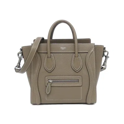 Pre-owned Celine Beige Brown Brown Leather Handbag Shoulder Bag () In Beige Brown, Brown