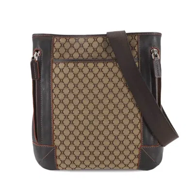 Pre-owned Celine Beige Brown Canvas Leather Shoulder Bag () In Multi