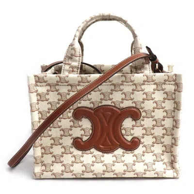 Pre-owned Celine Beige Brown Canvas Leather Shoulder Bag () In Multi