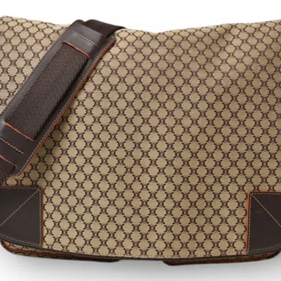Pre-owned Celine Beige Brown Canvas Messenger Bag Shoulder Bag () In Multi