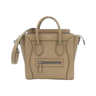 Pre-owned Celine Beige Brown Leather Handbag Shoulder Bag () In Beige, Brown