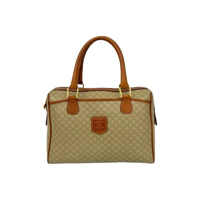 Pre-owned Celine Beige Brown Leather Pvc Boston Bag Handbag () In Multi