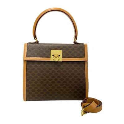Pre-owned Celine Beige Brown Leather Pvc Handbag Shoulder Bag ()