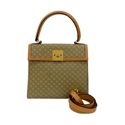 Pre-owned Celine Beige Brown Leather Pvc Handbag Shoulder Bag ()