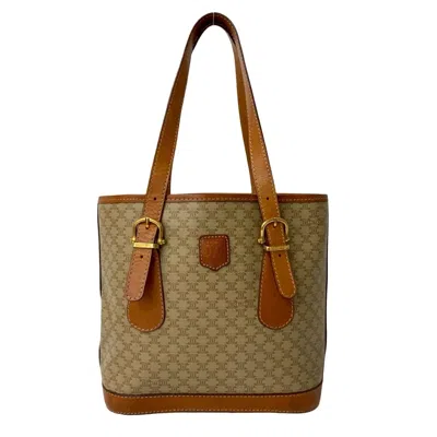 Pre-owned Celine Beige Brown Leather Pvc Handbag Tote Bag ()