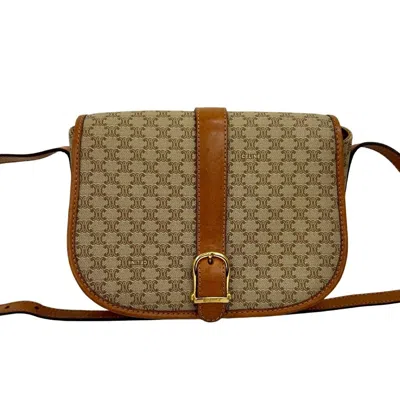 Pre-owned Celine Beige Brown Leather Pvc Pochette Shoulder Bag () In Multi