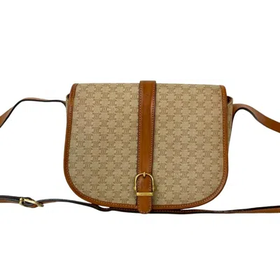 Pre-owned Celine Beige Brown Leather Pvc Pochette Shoulder Bag () In Multi