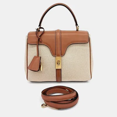 Pre-owned Celine Beige Brown Leather Small 16 Bag In Sand