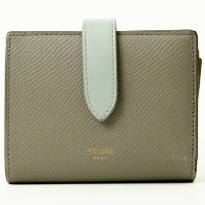 Pre-owned Celine Beige Brown Leather Wallet (bi-fold) () In Beige, Brown