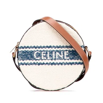 Pre-owned Celine Beige Brown Navy Canvas Leather Shoulder Bag ()