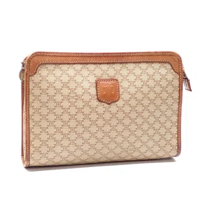 Pre-owned Celine Beige Brown Pvc Leather Clutch Bag ()