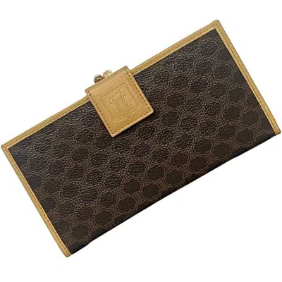 Pre-owned Celine Beige Brown Pvc Leather Long Wallet (bi-fold) ()