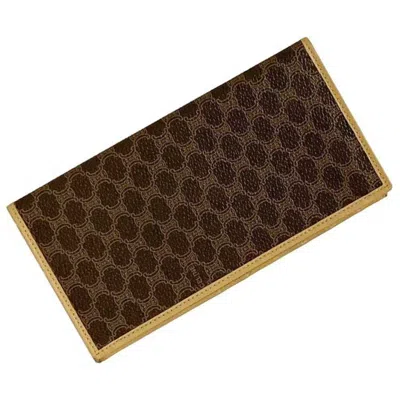 Pre-owned Celine Beige Brown Pvc Leather Long Wallet (bi-fold) () In Beige, Brown