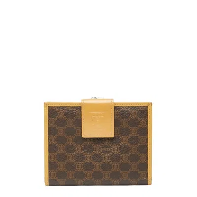 Pre-owned Celine Beige Brown Pvc Leather Wallet (bi-fold) () In Multi