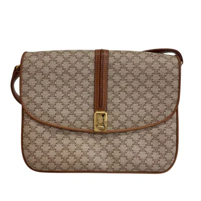 Pre-owned Celine Beige Brown Pvc Pochette Shoulder Bag () In Beige, Brown