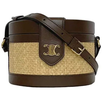Pre-owned Celine Beige Brown Straw Leather Shoulder Bag () In Beige, Brown