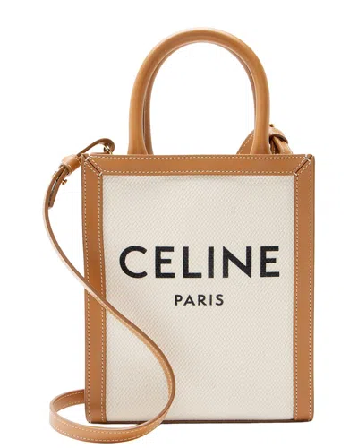 Pre-owned Celine Beige, Brown Vertical Cabas Mini Tote (authentic Pre-loved)