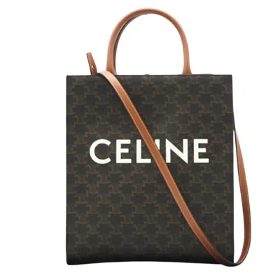 Pre-owned Celine Beige Brown White Coated Canvas Tote Bag ()