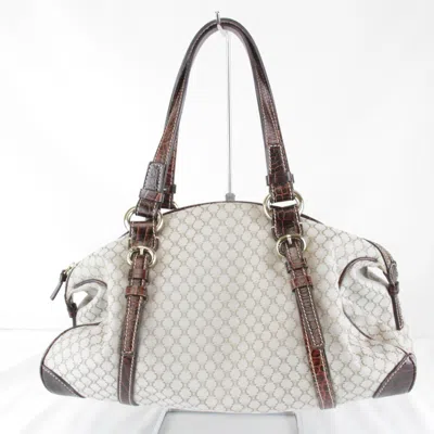 Pre-owned Celine Beige Canvas Boston Bag Handbag () In Sand