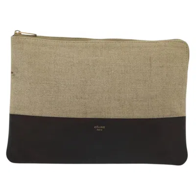Pre-owned Celine Céline Beige Canvas Clutch Bag () In Sand