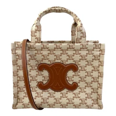 Pre-owned Celine Beige Canvas Handbag Shoulder Bag () In Sand