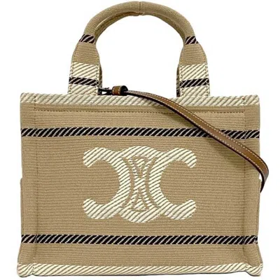 Pre-owned Celine Beige Canvas Leather Handbag Shoulder Bag ()