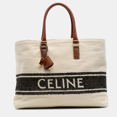 Pre-owned Celine Beige Canvas Plein Soleil Horizontal Cabas Tote In Sand