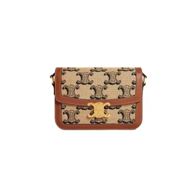 Celine Beige  Triomphe Crossbody Bag In Natura/tan