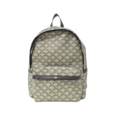 Pre-owned Celine Beige Coated Canvas Leather Backpack () In Sand