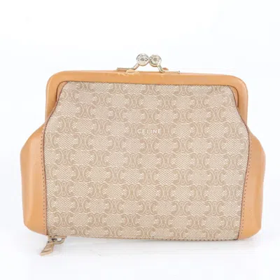 Pre-owned Celine Beige Coated Canvas Leather Coin Purse/coin Case ()