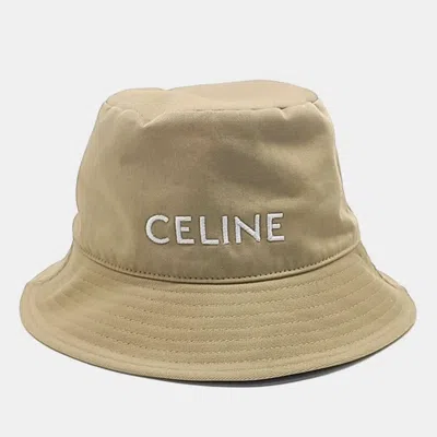 Pre-owned Celine Beige Cotton Bucket Hat Size M In Sand
