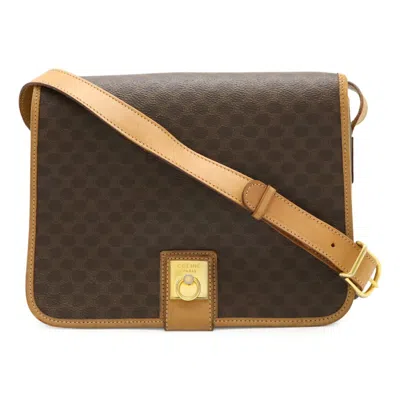 Pre-owned Celine Beige Dark Brown Pvc Leather Pochette Shoulder Bag ()