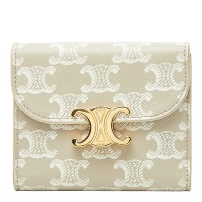 Pre-owned Celine Beige Ivory Pvc Leather Wallet (tri-fold) () In Multi
