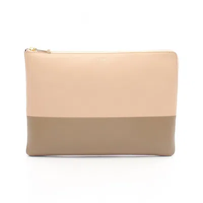 Pre-owned Celine Beige Leather Clutch Bag () In Sand