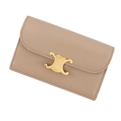 Pre-owned Celine Beige Leather Coin Purse/coin Case () In Sand