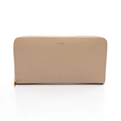 Pre-owned Celine Beige Leather Long Wallet (bi-fold) ()