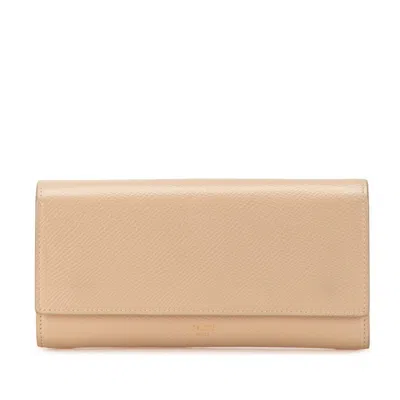 Pre-owned Celine Beige Leather Long Wallet (bi-fold) ()
