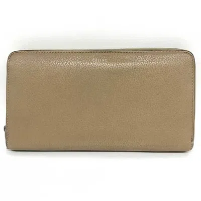 Pre-owned Celine Beige Leather Long Wallet (bi-fold) ()