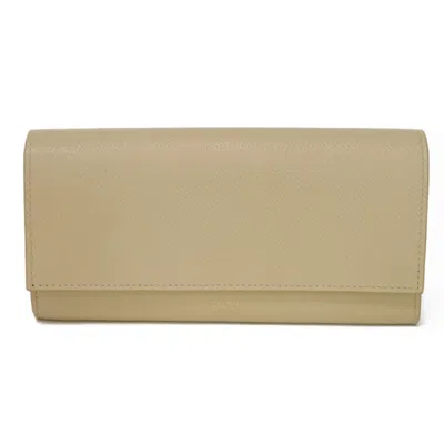 Pre-owned Celine Beige Leather Long Wallet (bi-fold) ()
