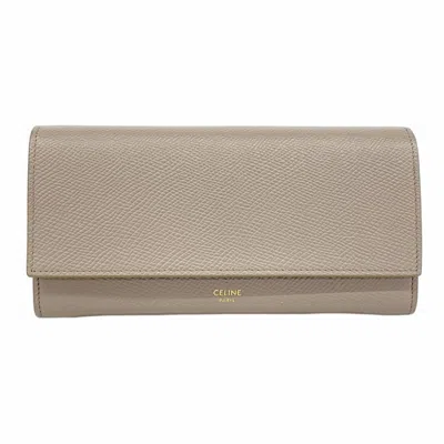 Pre-owned Celine Beige Leather Long Wallet (bi-fold) () In Sand