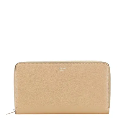 Pre-owned Celine Beige Leather Long Wallet (bi-fold) () In Sand